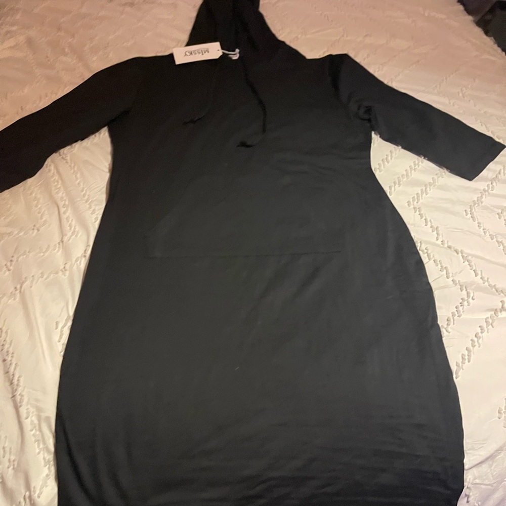 NWT MISSKY XL Black Hoodie Dress (fits like M/L)